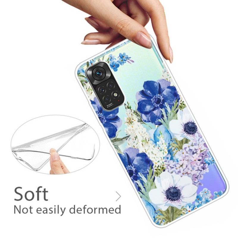 Coque Xiaomi Redmi Note 11 Pro / Note 11 Pro 5G Fleurs Bleues Aquarelle