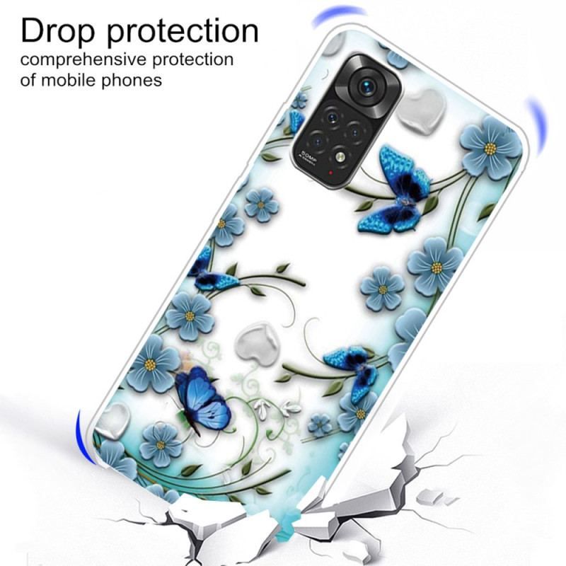 Coque Xiaomi Redmi Note 11 Pro / Note 11 Pro 5G Papillons et Fleurs Rétros