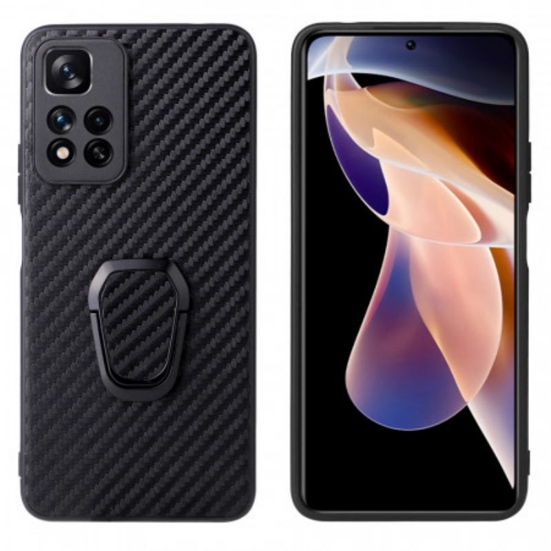 Coque Xiaomi Redmi Note 11 Pro Plus 5G Fibre Carbone Anneau-Support