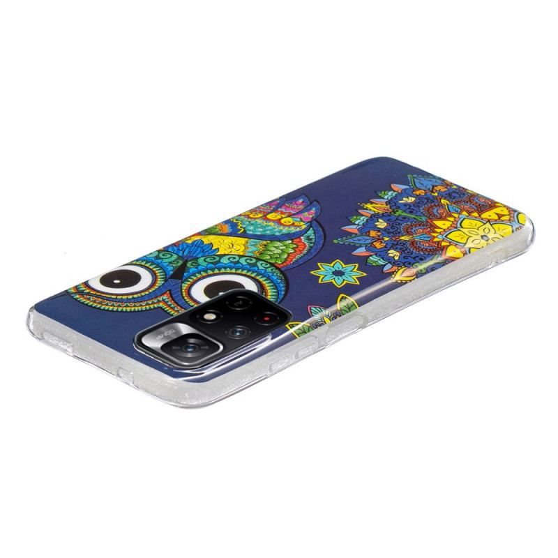 Coque Xiaomi Redmi Note 11 Pro Plus 5G Hibou Mandala Fluorescente