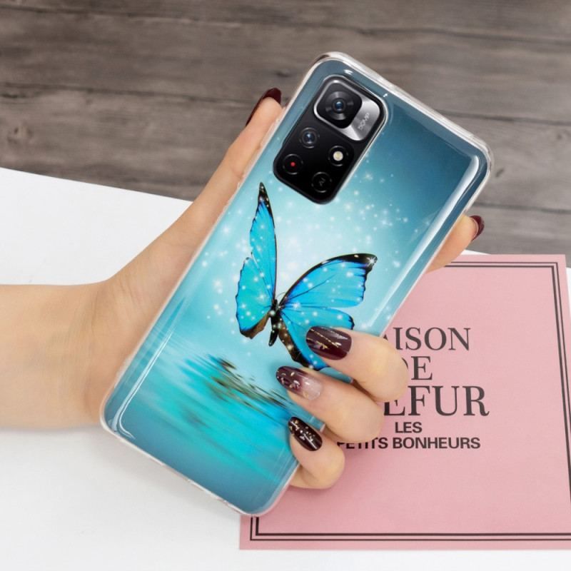 Coque Xiaomi Redmi Note 11 Pro Plus 5G Papillon Bleu Fluorescente