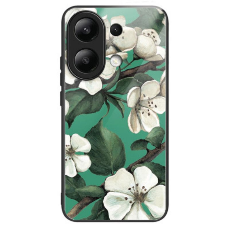 Coque Xiaomi Redmi Note 13 4G Verre Trempé Fleurs Blanches