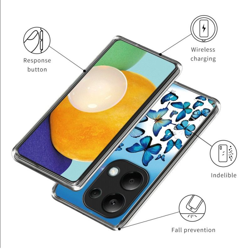 Coque Xiaomi Redmi Note 13 Pro 4G / Poco M6 Pro 4G Papillons Bleus