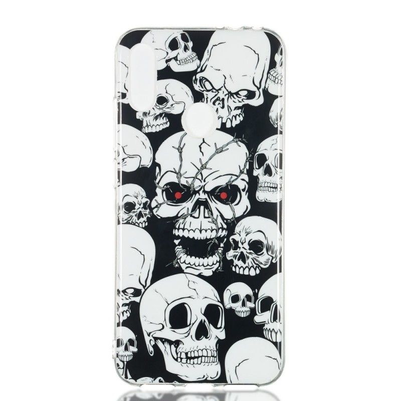 Coque Xiaomi Redmi Note 7 Attention Têtes De Mort Fluorescente