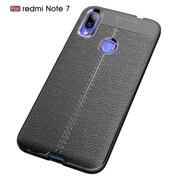 Coque Xiaomi Redmi Note 7 Effet Cuir Litchi Double Line