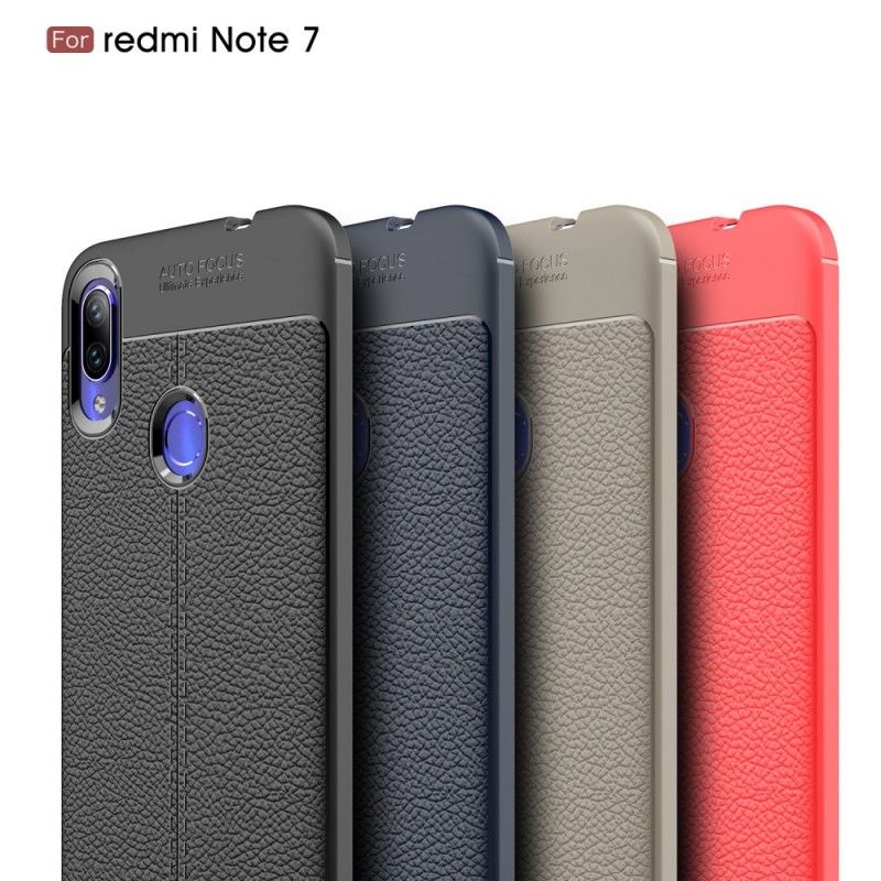 Coque Xiaomi Redmi Note 7 Effet Cuir Litchi Double Line