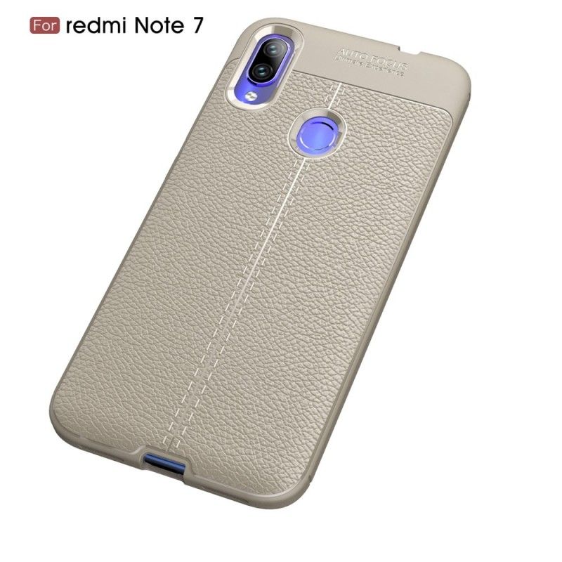 Coque Xiaomi Redmi Note 7 Effet Cuir Litchi Double Line