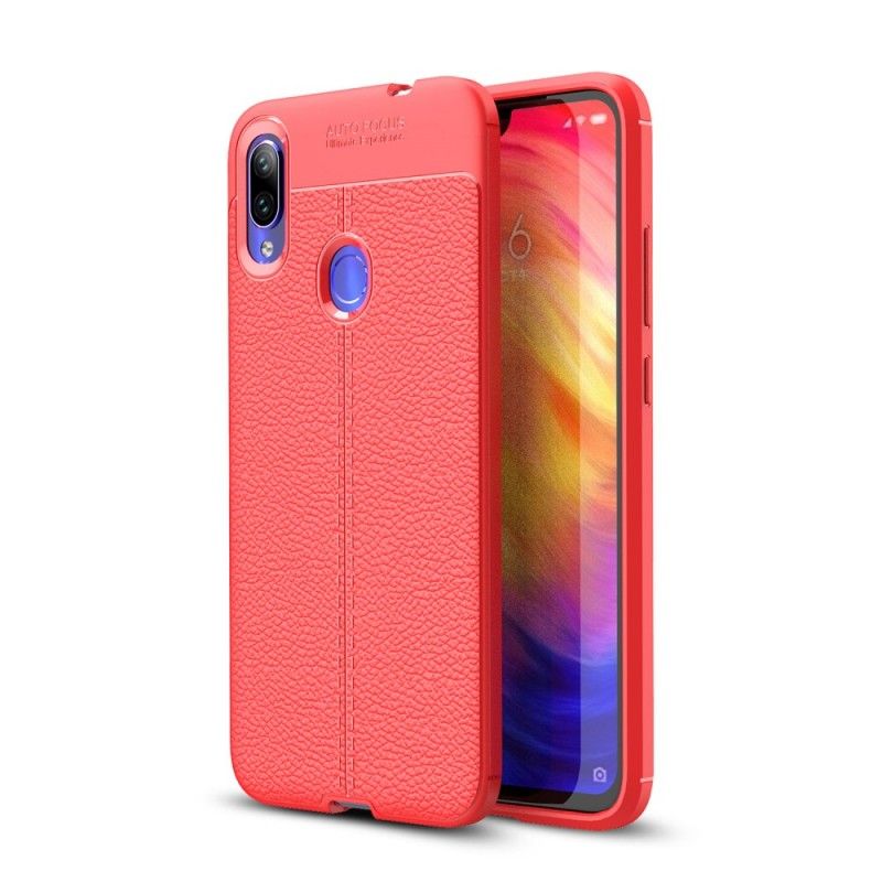 Coque Xiaomi Redmi Note 7 Effet Cuir Litchi Double Line