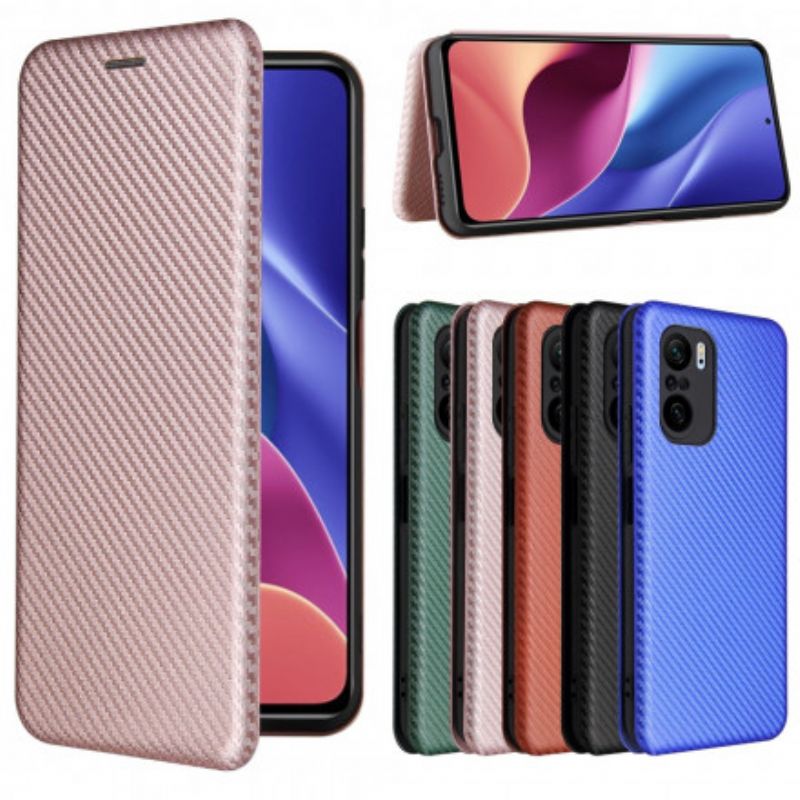 Flip Cover Xiaomi Mi 11i 5G / Poco F3 Fibre Carbone Avec Anneau Support