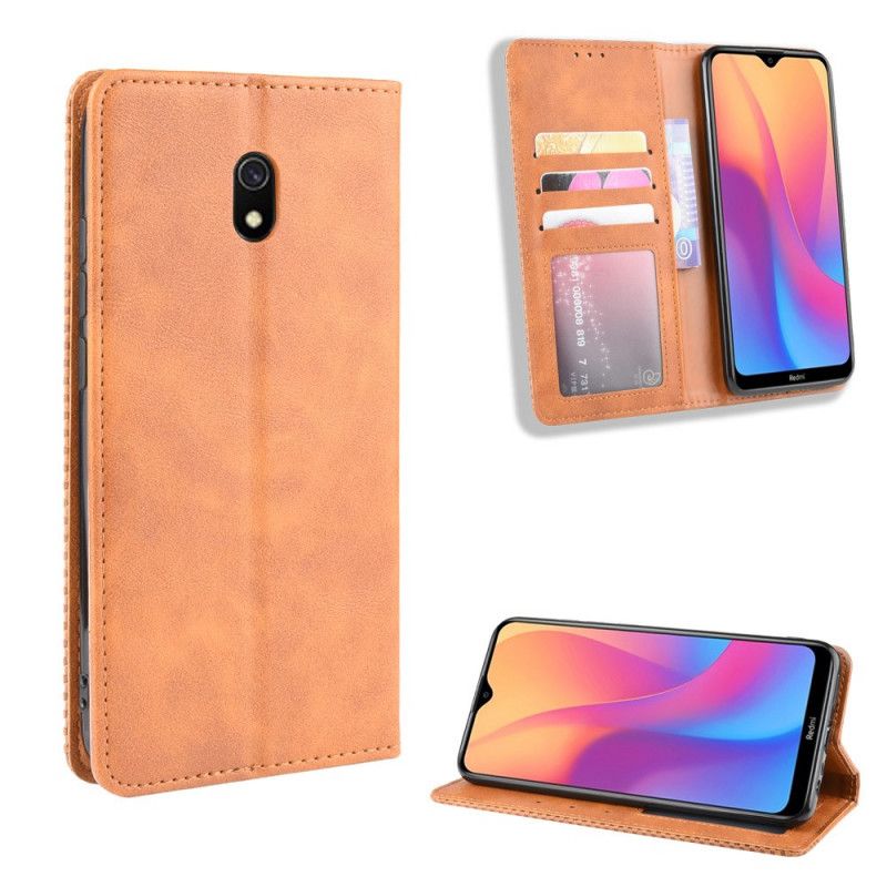 Flip Cover Xiaomi Redmi 8a Effet Cuir Vintage Stylisé