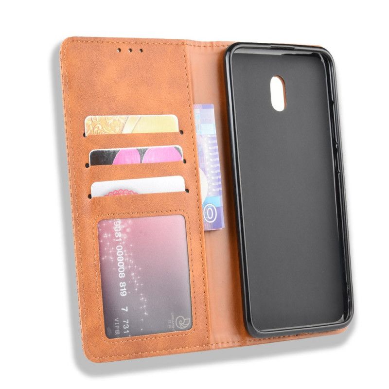 Flip Cover Xiaomi Redmi 8a Effet Cuir Vintage Stylisé