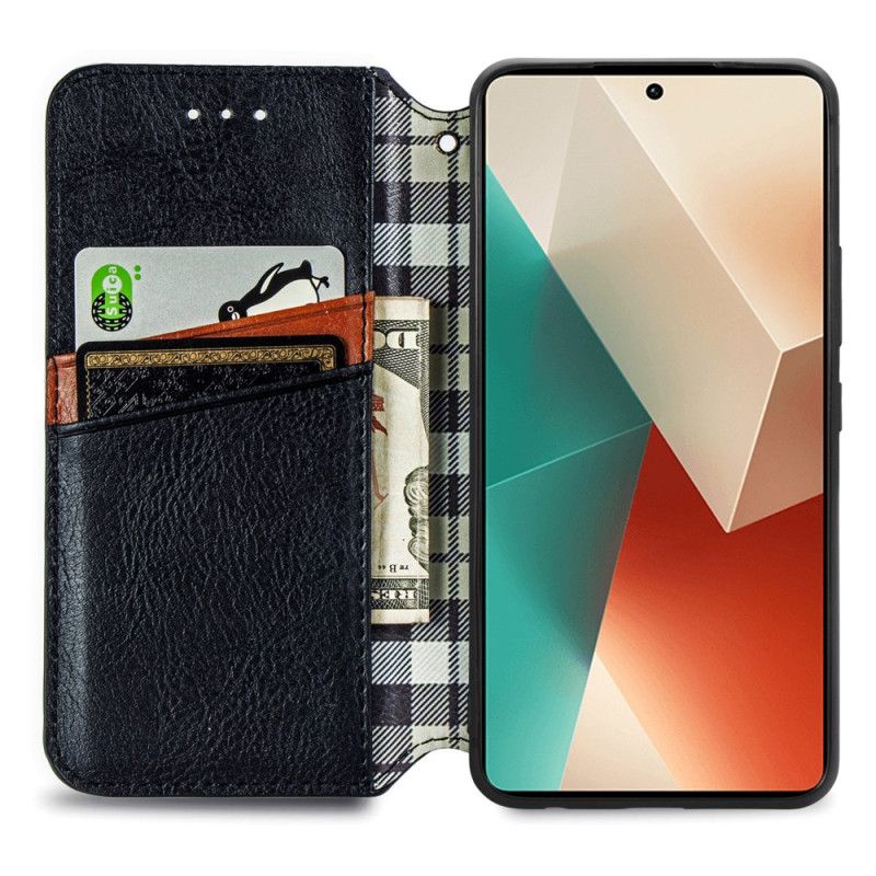 Flip Cover Xiaomi Redmi Note 13 5G Effet Cuir Vintage Losanges