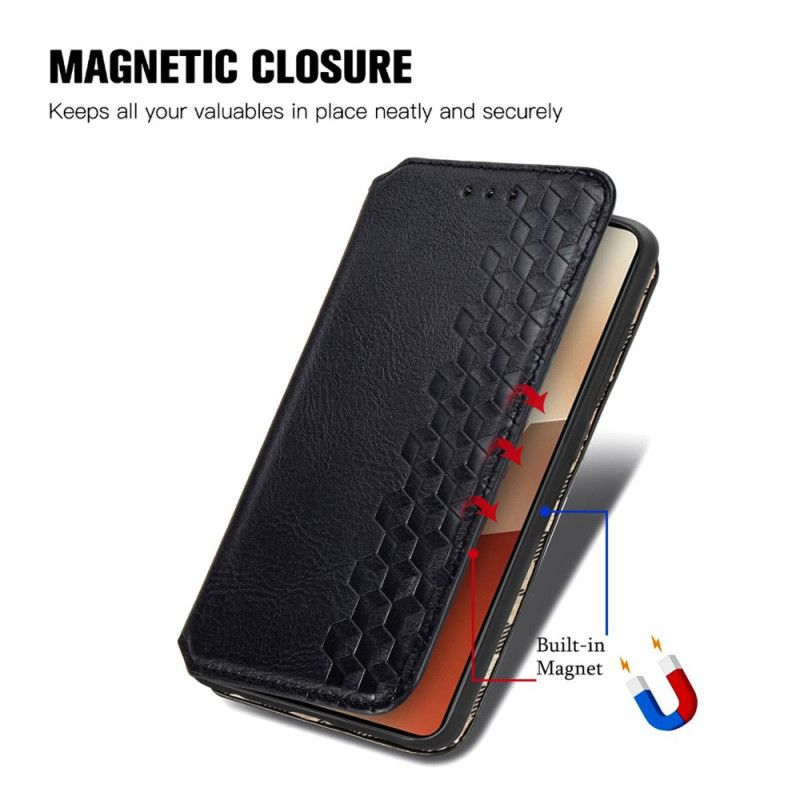 Flip Cover Xiaomi Redmi Note 13 5G Effet Cuir Vintage Losanges