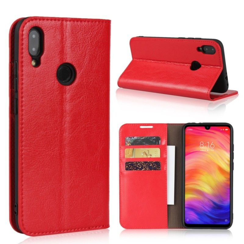 Flip Cover Xiaomi Redmi Note 7 Cuir Véritable Vieilli