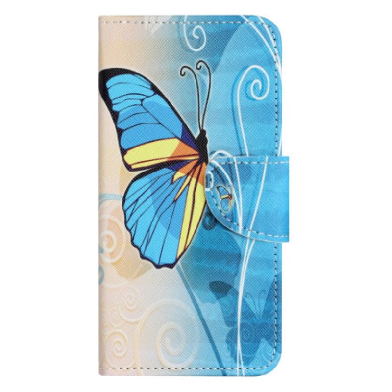 Housse papillon pour Xiaomi Redmi Note 13 Pro 5G / Poco X6 5G Papillon Jaune et Bleu