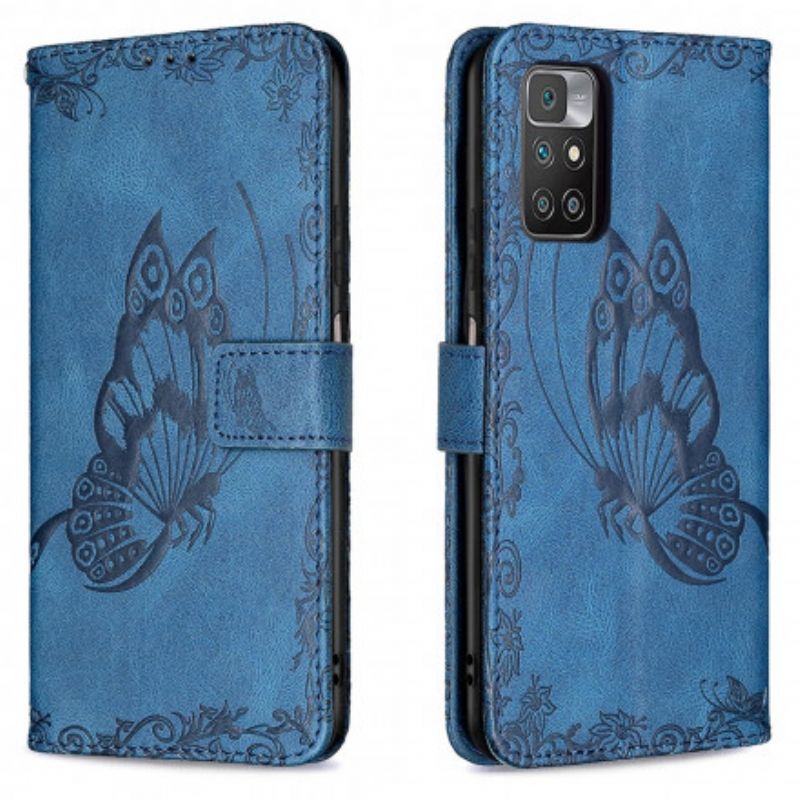 Housse Pour Xiaomi Redmi 10 Papillon Baroque À Lanière