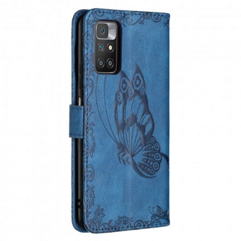 Housse Pour Xiaomi Redmi 10 Papillon Baroque À Lanière