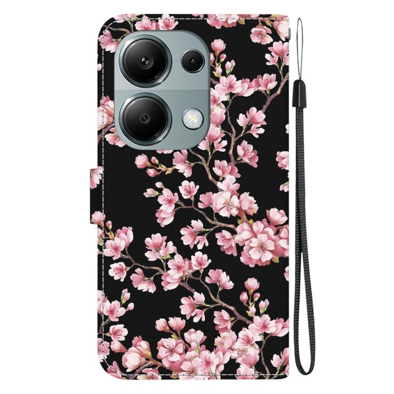 Housse Pour Xiaomi Redmi Note 13 Pro 4G / Poco M6 Pro 4G Fleurs de Prunier à Lanière