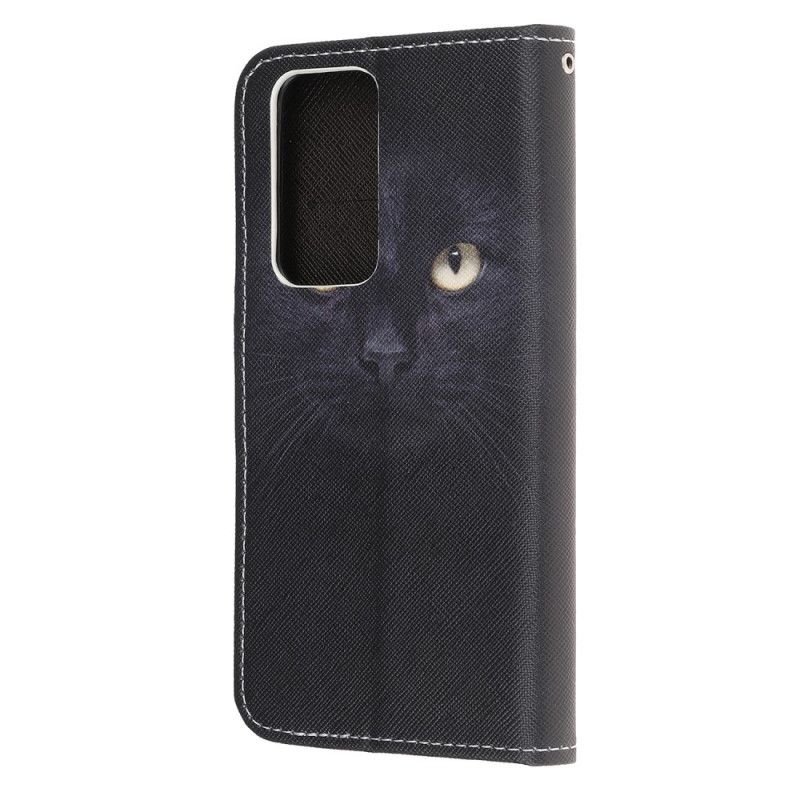 Housse Xaiomi Mi 10t / 10t Pro Yeux De Chat Noir À Lanière