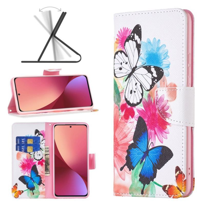 Housse  Xiaomi 12 / 12X  Papillons et Fleurs Peints