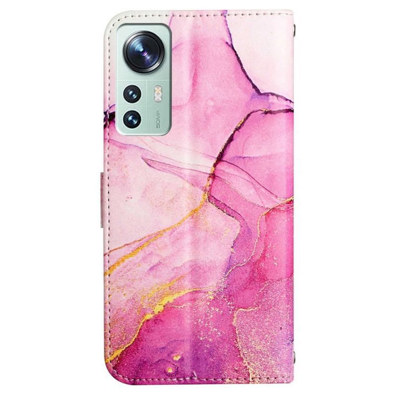 Housse Xiaomi 12 Pro Marbre Aquarelle à Lanière