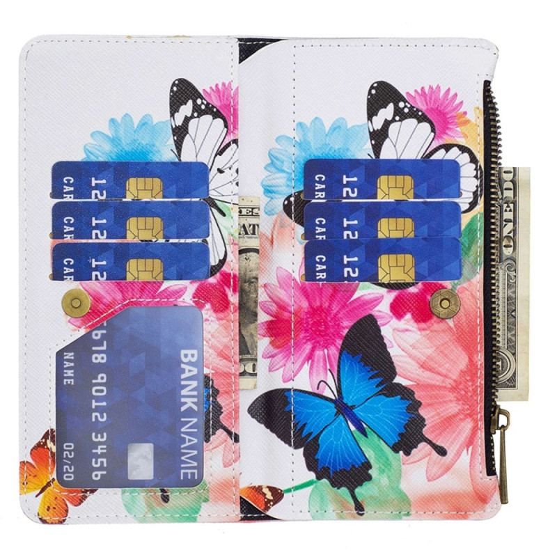 Housse Xiaomi 12T / 12T Pro Poche Zippée Papillons