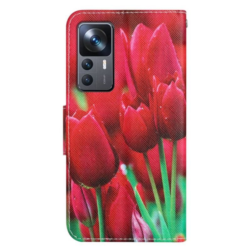 Housse Xiaomi 12T / 12T Pro Tulipes Lanière