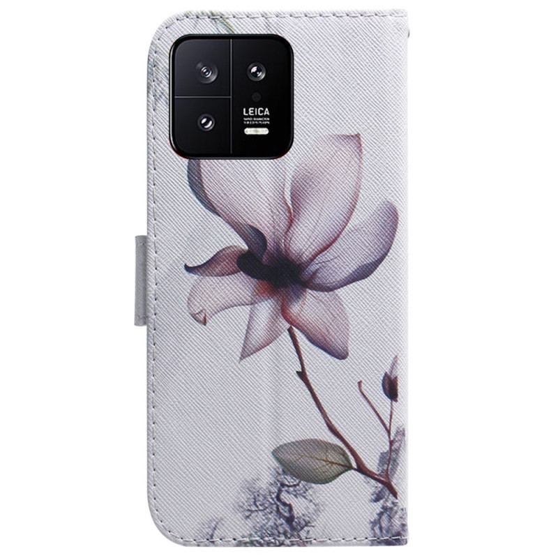 Housse Xiaomi 13 Fleur Rose à Lanière