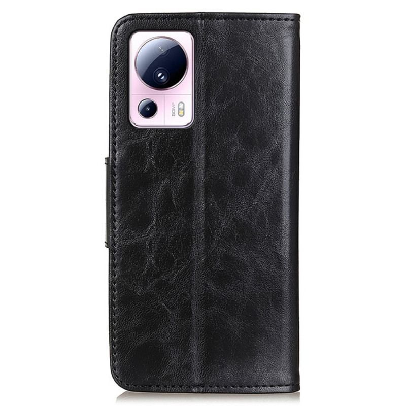 Housse Xiaomi 13 Lite Cuir Fendu Fermoir Réversible