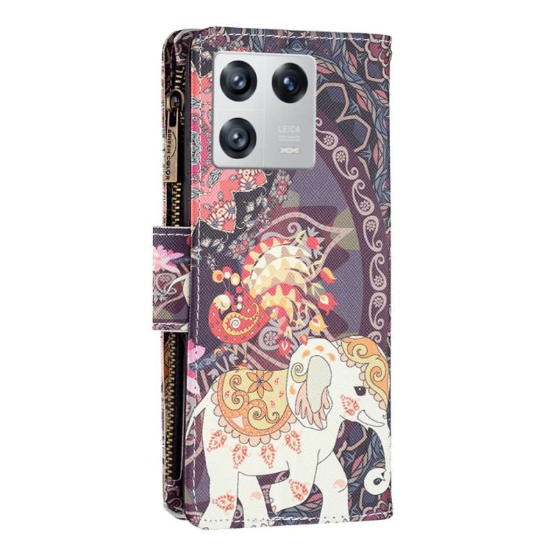 Housse Xiaomi 13 Poche Zippée Éléphant