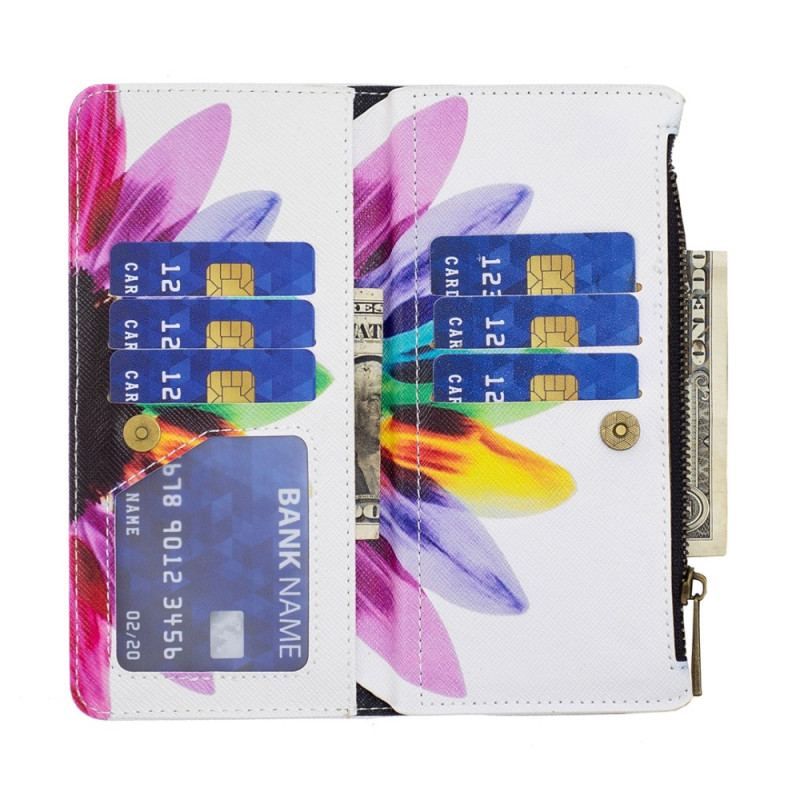 Housse Xiaomi 13 Poche Zippée Fleur