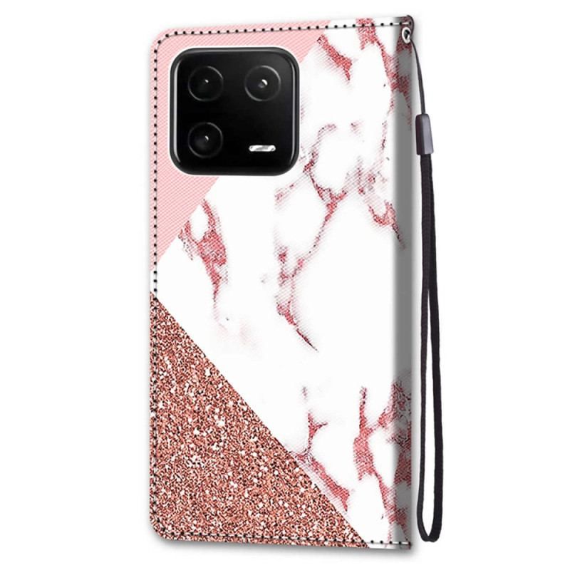 Housse Xiaomi 13 Pro Triangle en Marbre et Paillettes