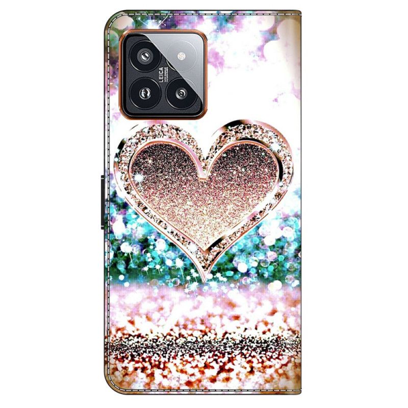 Housse Xiaomi 14 Pro Coeur en Diamants Roses