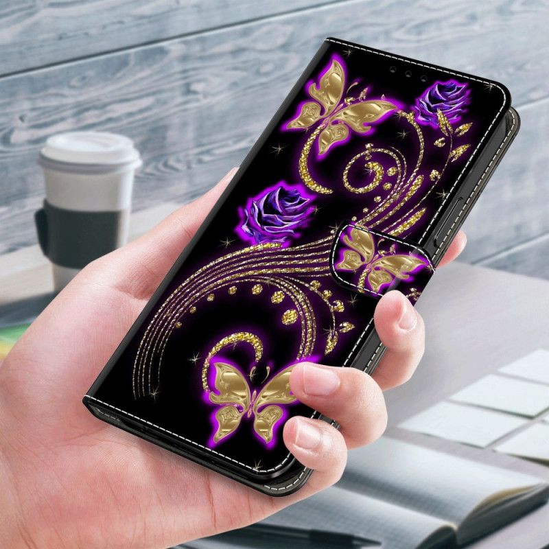 Housse Xiaomi 14 Pro Fleurs Violettes et Papillons