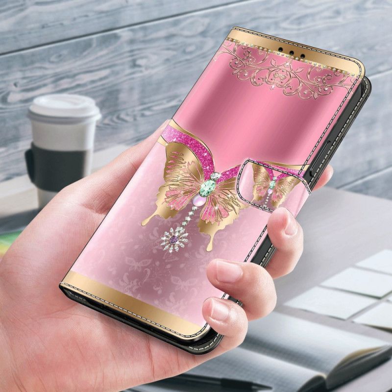 Housse Xiaomi 14 Pro Papillon Rose et Or