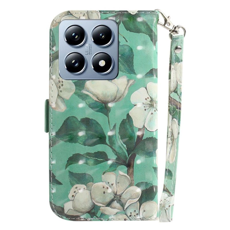 Housse Xiaomi 14T Fleurs Aquarelles à Lanière