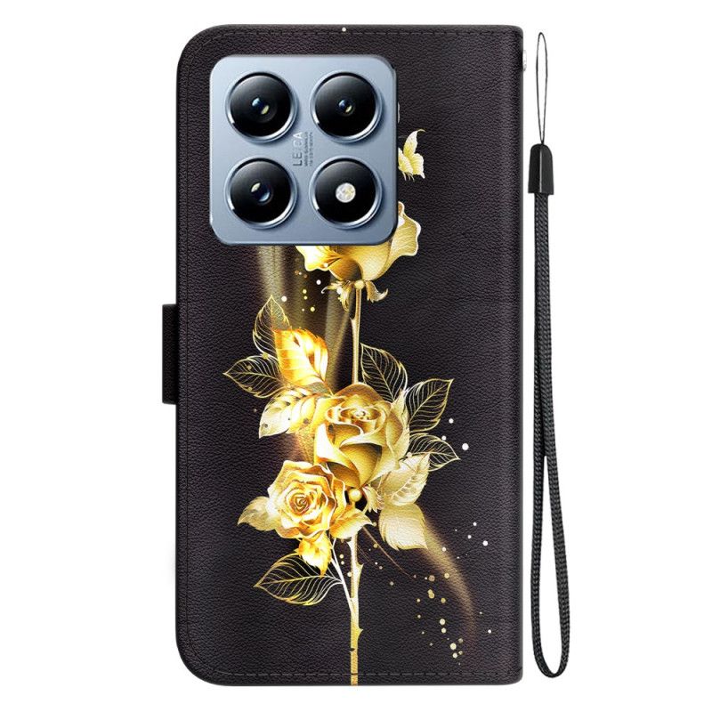 Housse Xiaomi 14T Pro Papillons Dorés et Roses