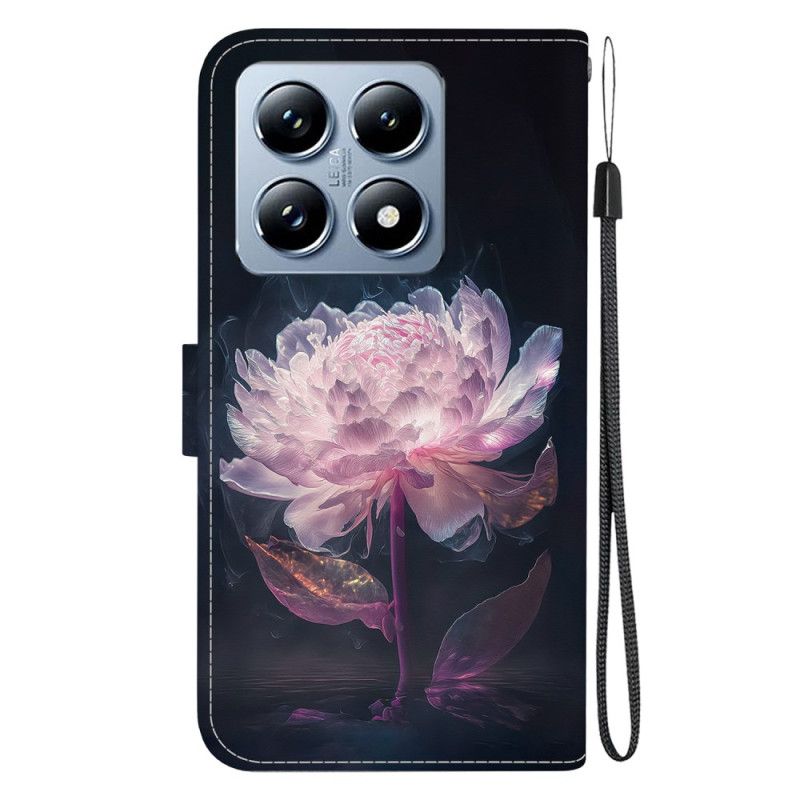 Housse Xiaomi 14T Pro Pivoine Rose à Lanièr