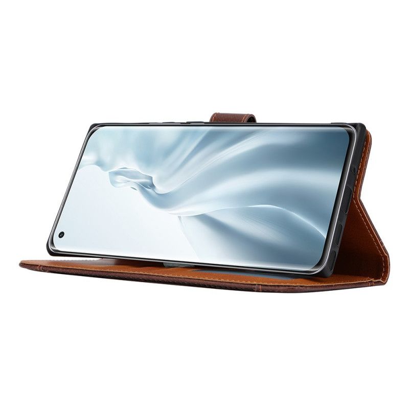 Housse Xiaomi Mi 11 Effet Cuir Porte-carte Frontal Et Sangle