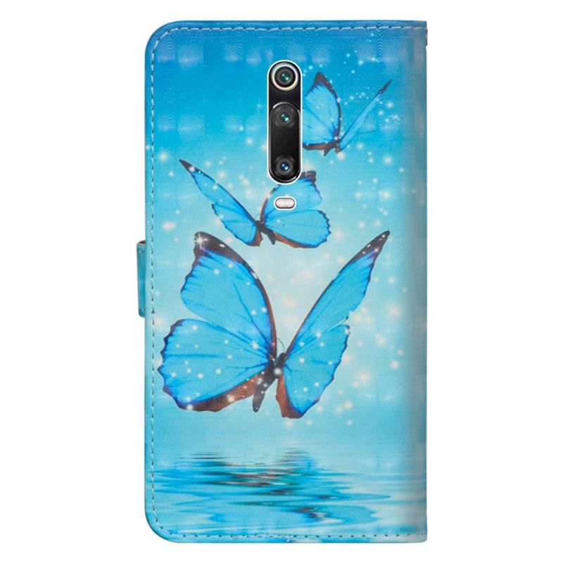 Housse Xiaomi Mi 9t / Mi 9t Pro Papillons Bleus Volants