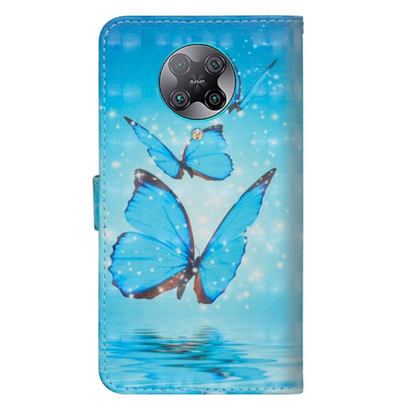 Housse Xiaomi Poco F2 Pro Papillons Bleus Volants