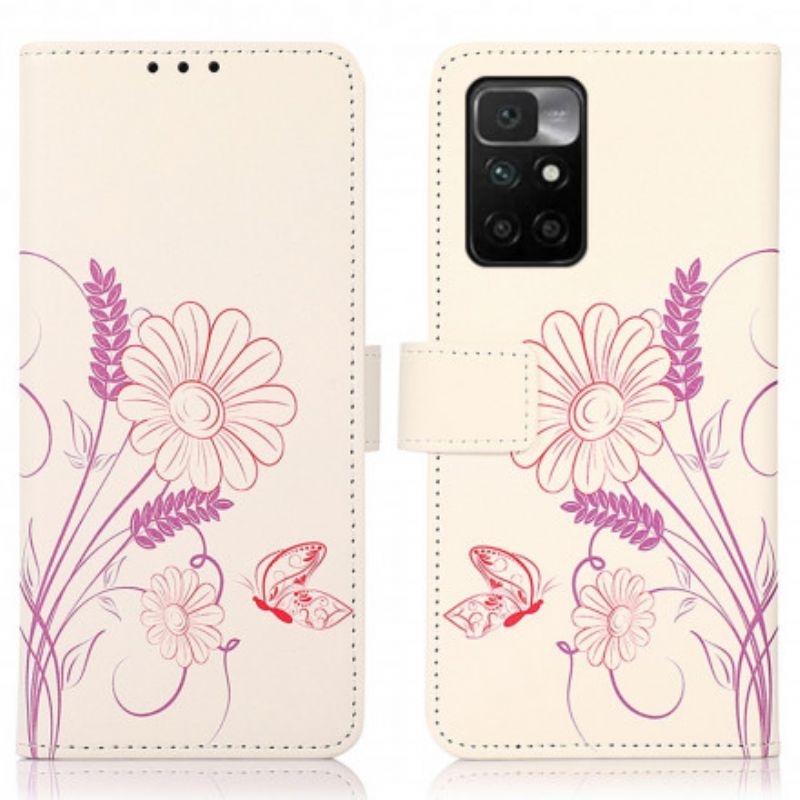 Housse Xiaomi Redmi 10 Dessin Papillons Et Fleurs