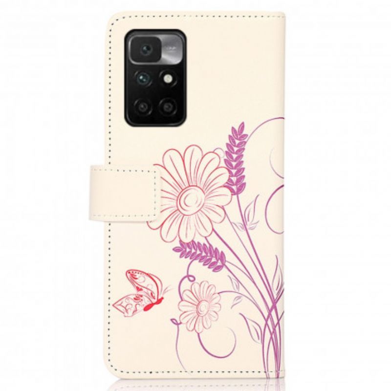 Housse Xiaomi Redmi 10 Dessin Papillons Et Fleurs