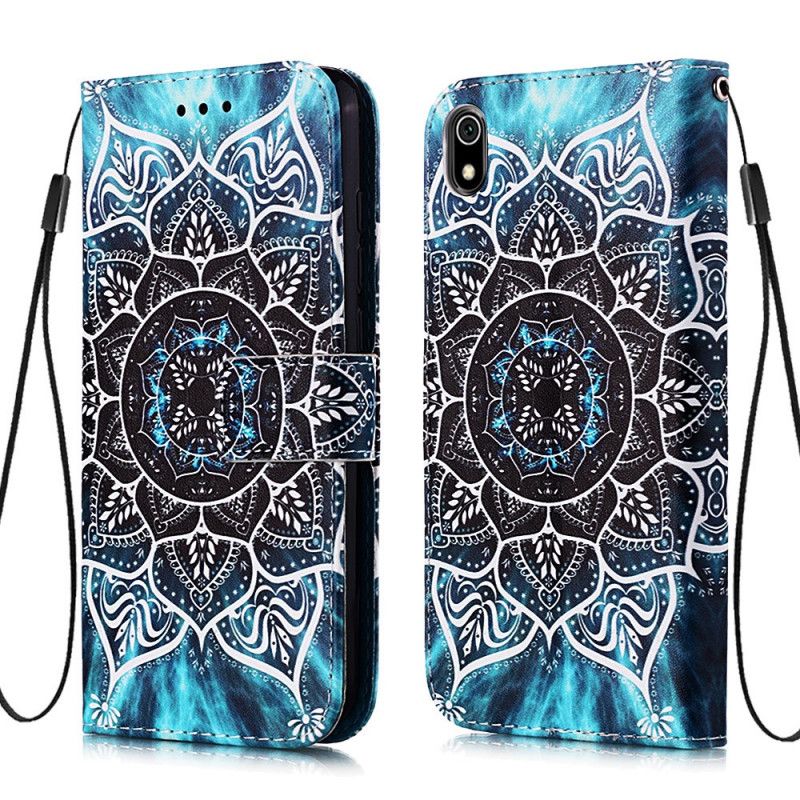 Housse Xiaomi Redmi 7a Mandala Noir À Lanière