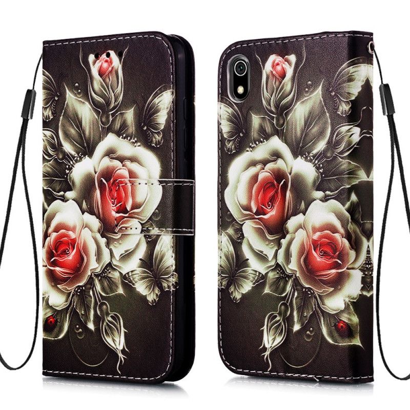 Housse Xiaomi Redmi 7a Rose Noire À Lanière