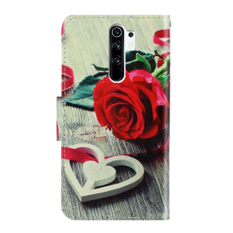 Étui Housse Xiaomi Redmi 9 Rose Romantique À Lanière