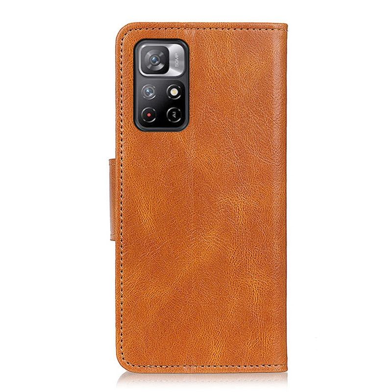 Housse Xiaomi Redmi Note 11 / Poco M4 Pro 5G Cuir Fendu Fermoir Réversible