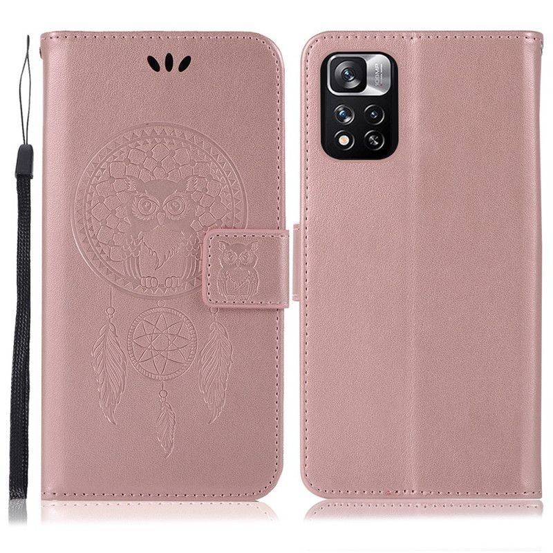 Housse Xiaomi Redmi Note 11 / Poco M4 Pro 5G Effet Cuir Attrape Rêves Hibou