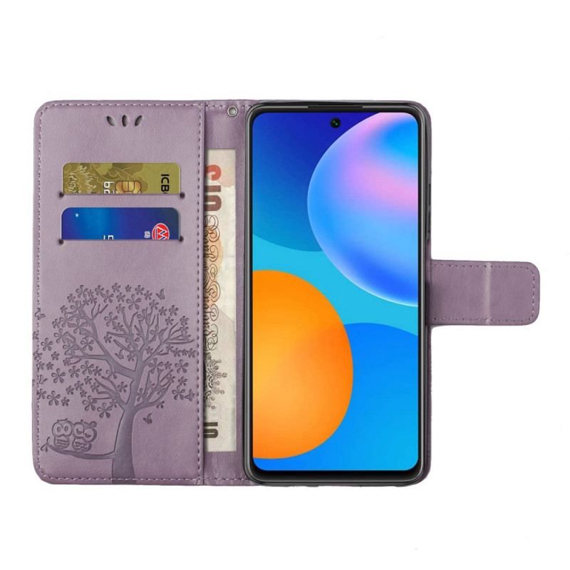 Housse Xiaomi Redmi Note 11 Pro / Note 11 Pro 5G Arbre et Hiboux à Lanière