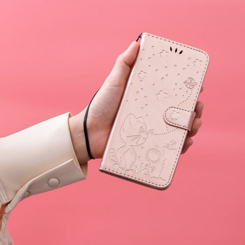 Housse Xiaomi Redmi Note 11 Pro Plus 5G Chat et Abeilles à Lanière